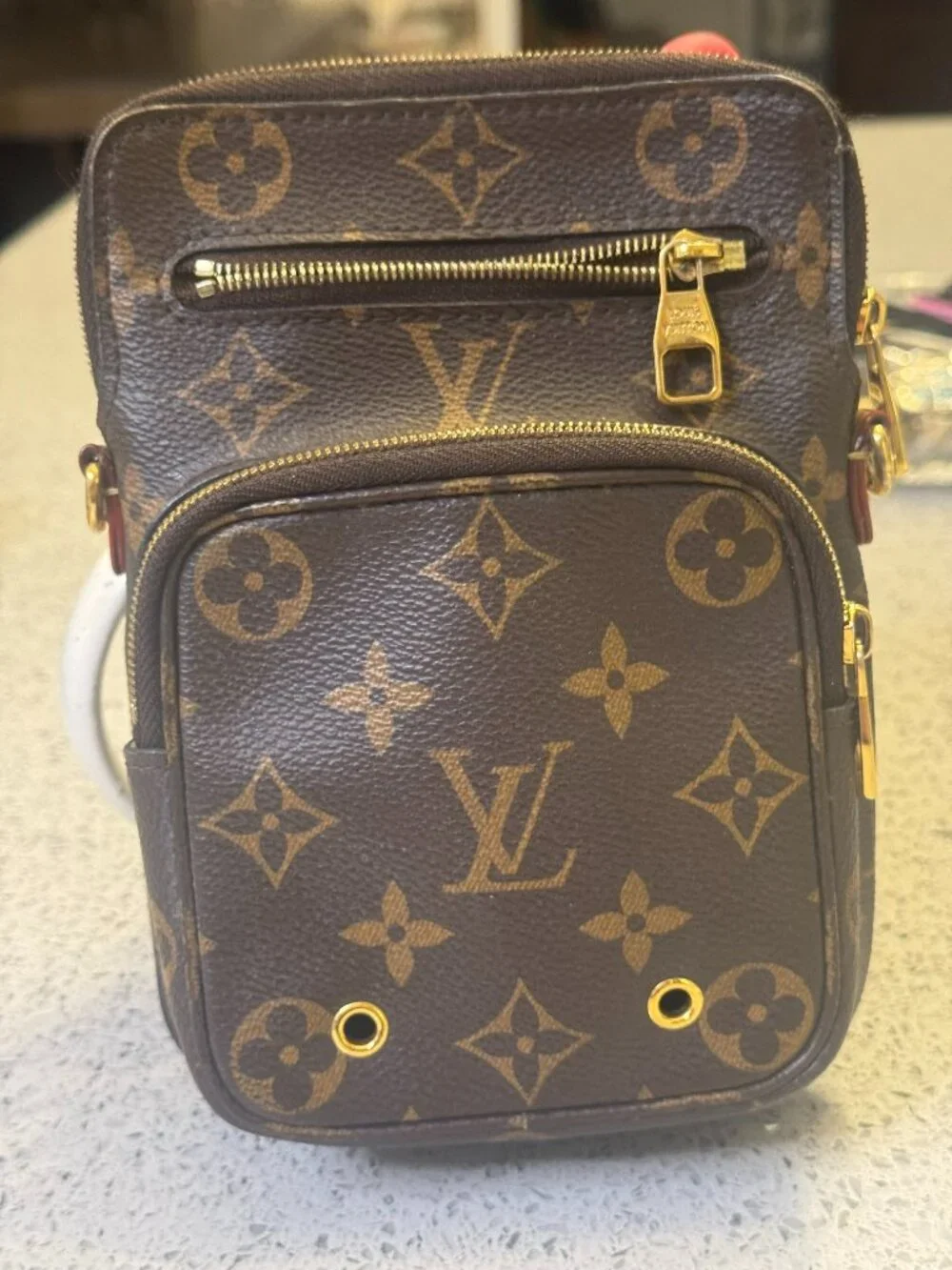 Louis Vuitton Monogram Crossbody Bag with 2 Straps.